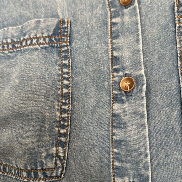 Short sleeve denim look top - Picture 2 of 5